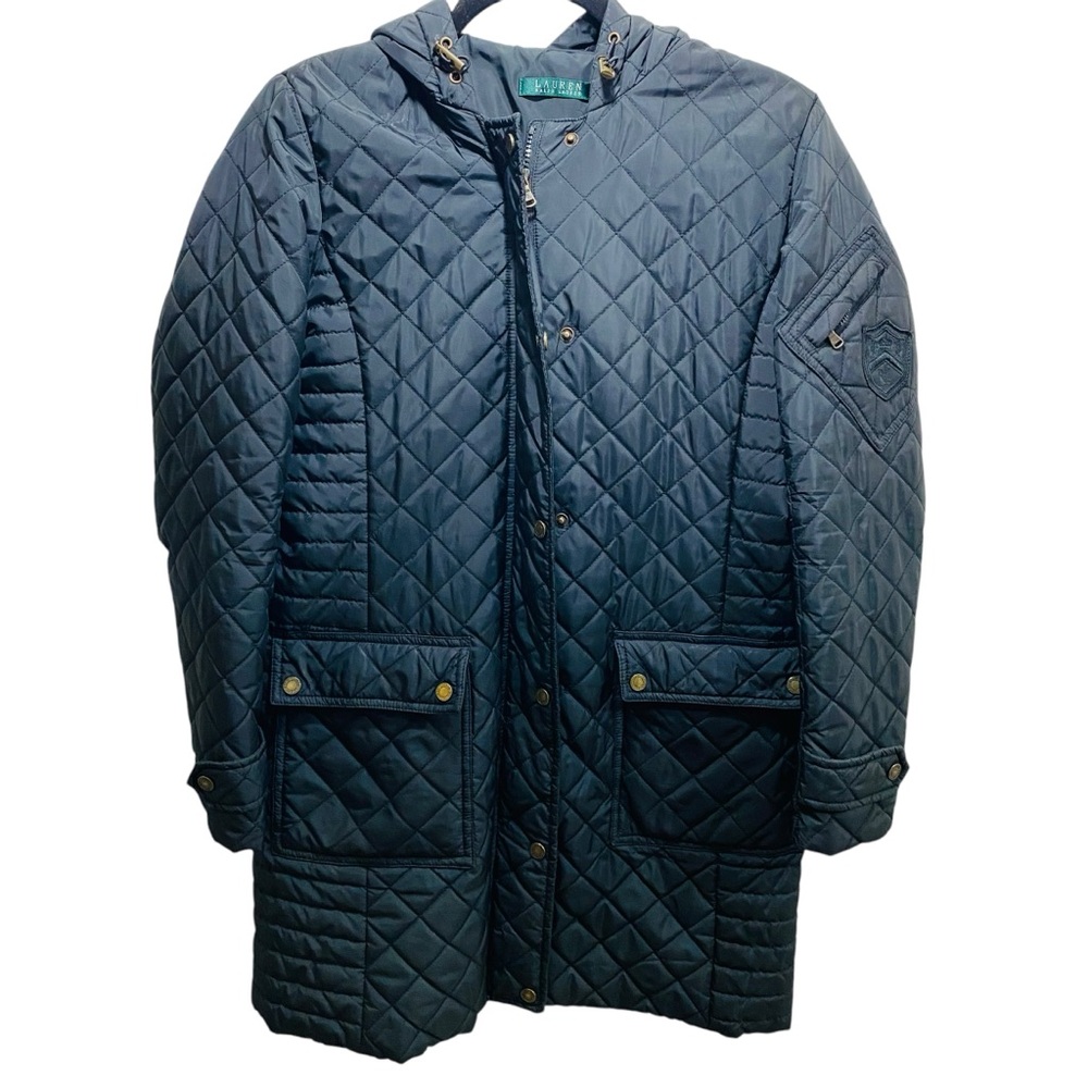 Lauren Ralph Lauren Quilted Jacket Winter Coat Women XS Black Hooded Lightweight